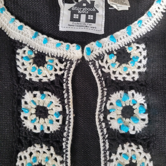 Vintage Storybook Knits Turquoise Treasures Womens Size L Sweater - Picture 2 of 11